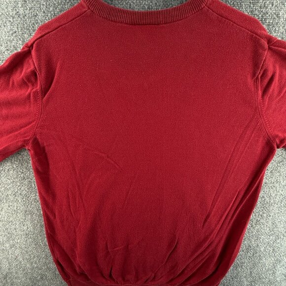 Lacoste Sweater Men Red V Neck Croc Logo Large Pullover Cotton Preppy Tennis - Picture 12 of 12